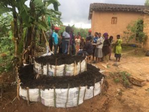 Kinderfamilien in Ruanda erlernen landwirtschaftliche Anbaupraktiken